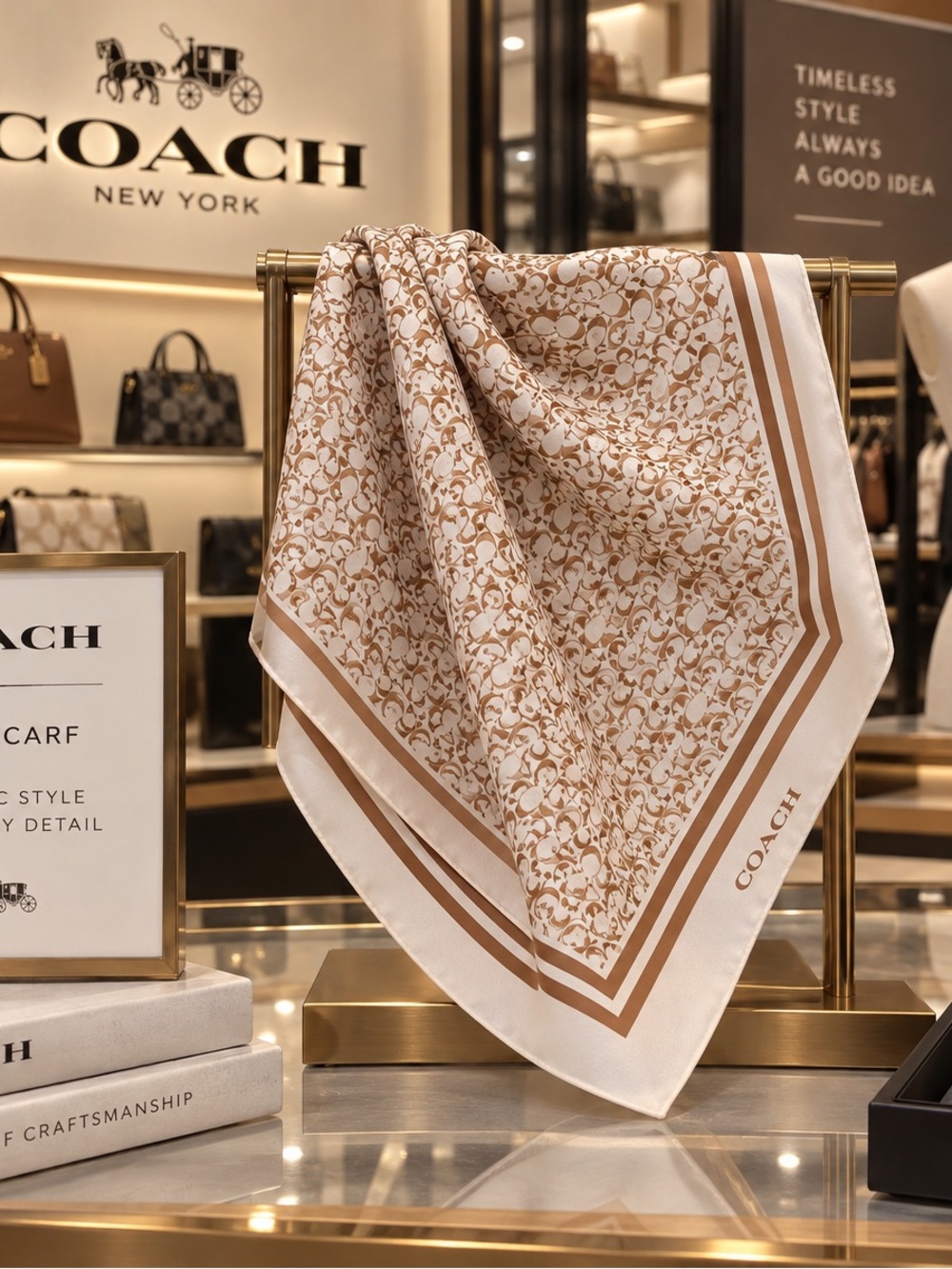 Coach Cream Coach Pattern Scarf